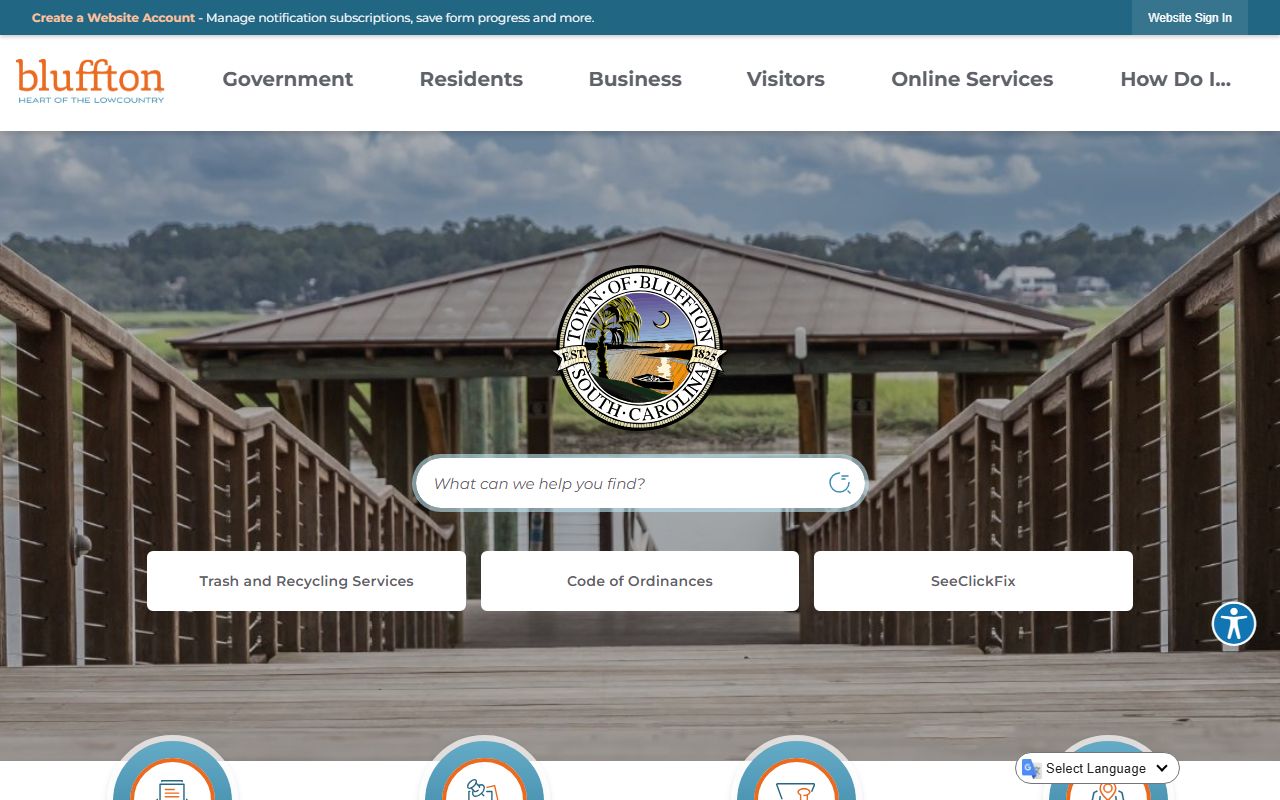 Bluffton Police Department website for the Town of Bluffton South Carolina
