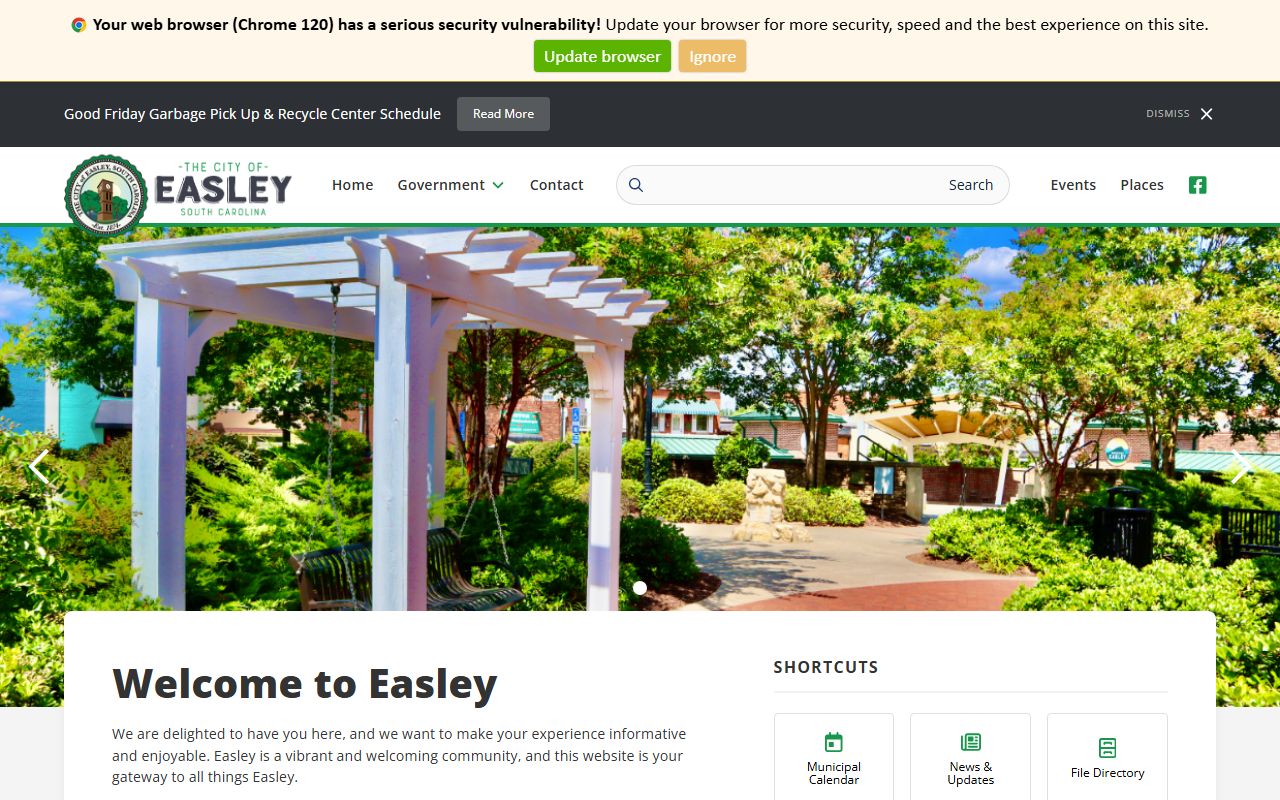 Easley Police Department website for Easley recent arrests and police information