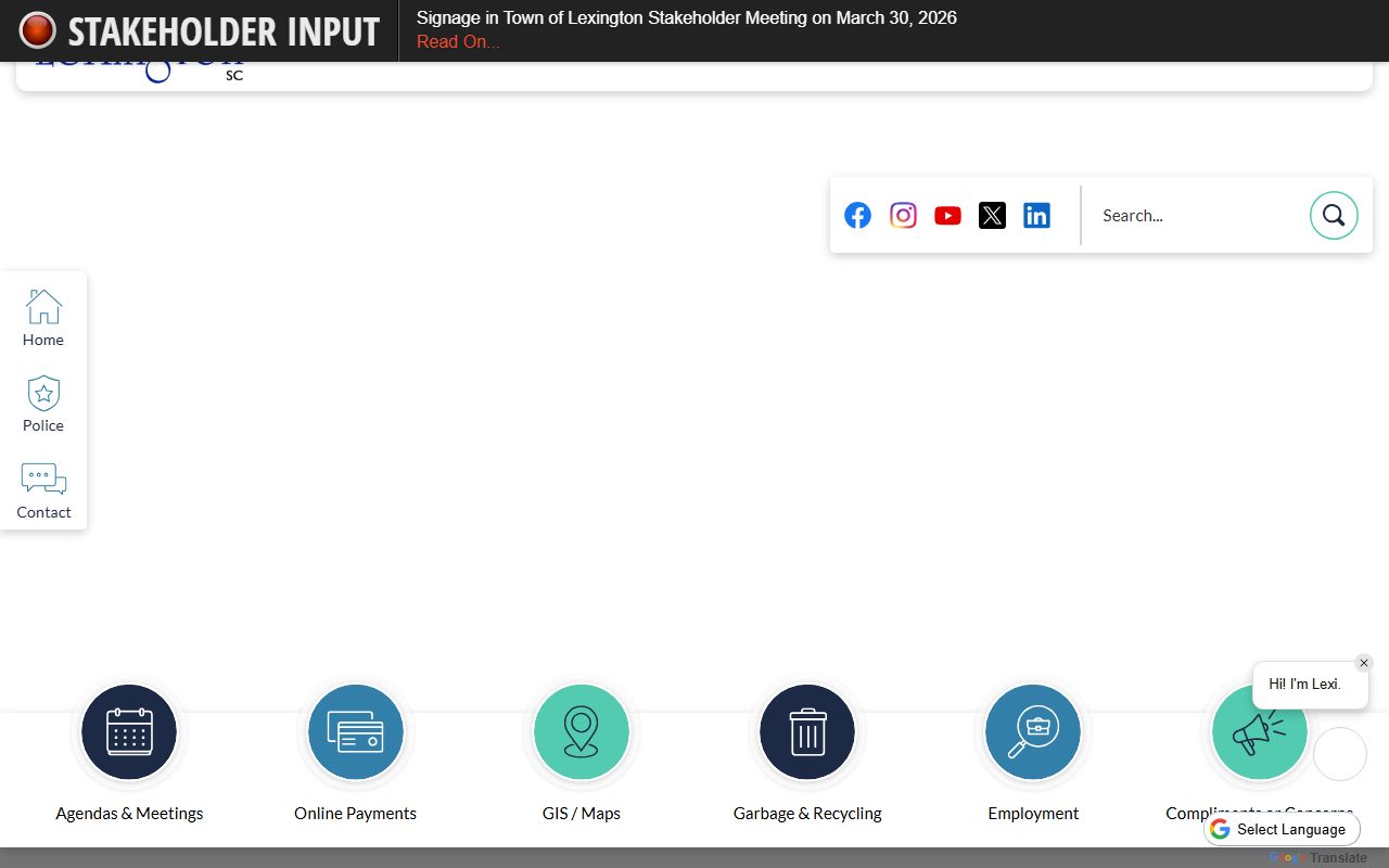 Lexington Police Department website for Lexington recent arrests and law enforcement services
