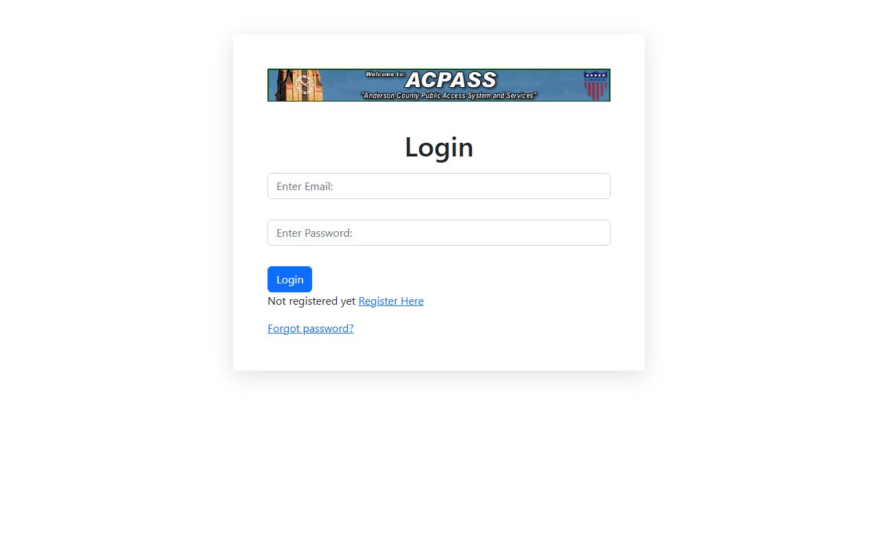 Anderson County ACPASS public access system for recent arrests records