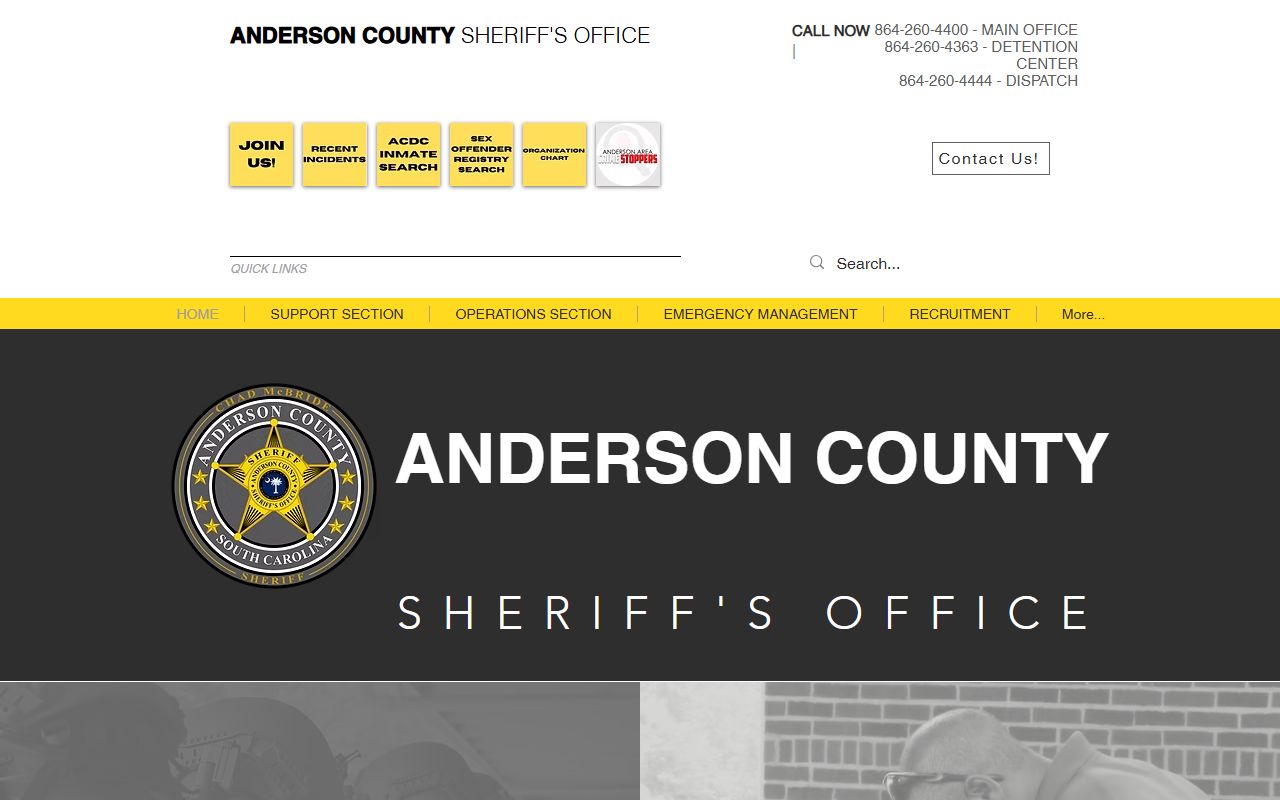 Anderson County Sheriff's Office website for recent arrests information
