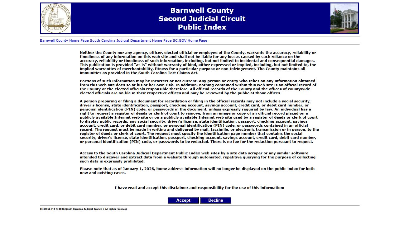 Barnwell County Public Index search for recent arrests court cases