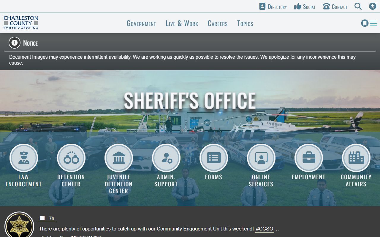 Charleston County Sheriff's Office website for Charleston County recent arrests