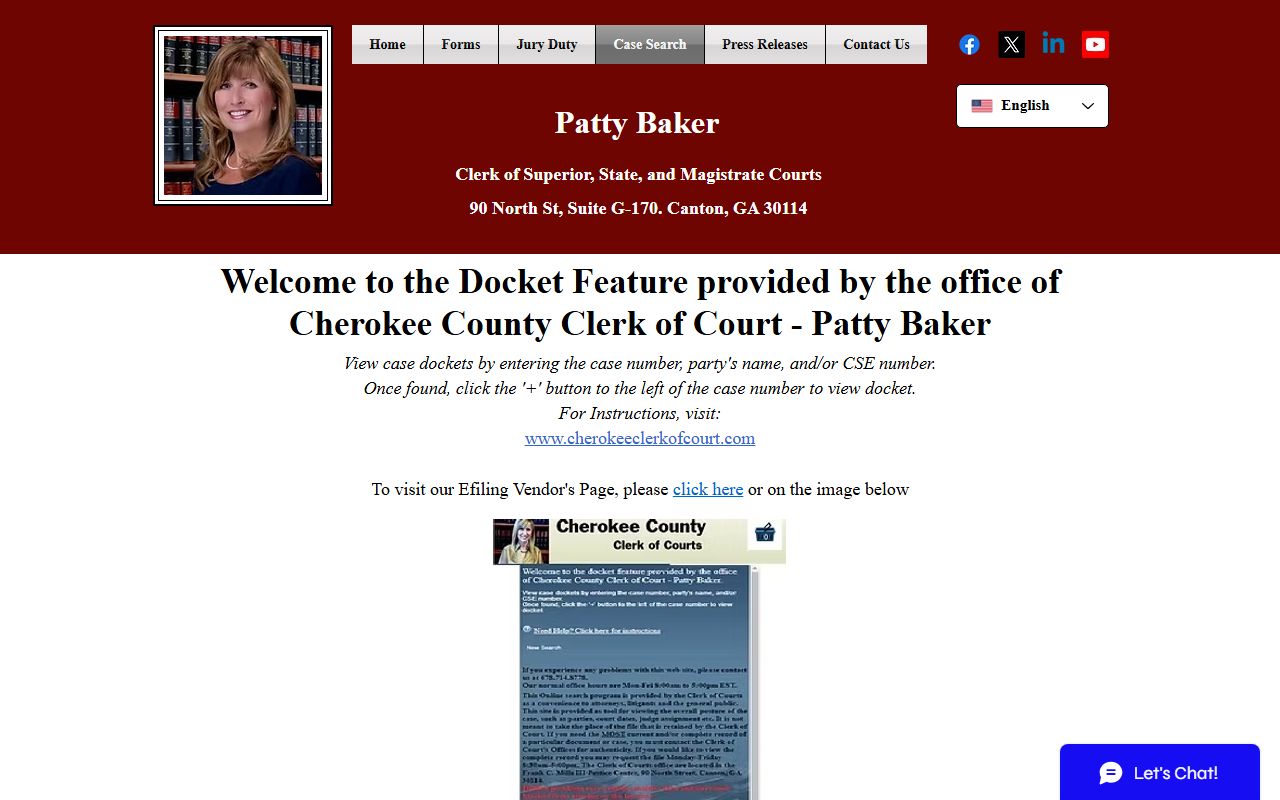 Cherokee County case search tool for recent arrests records