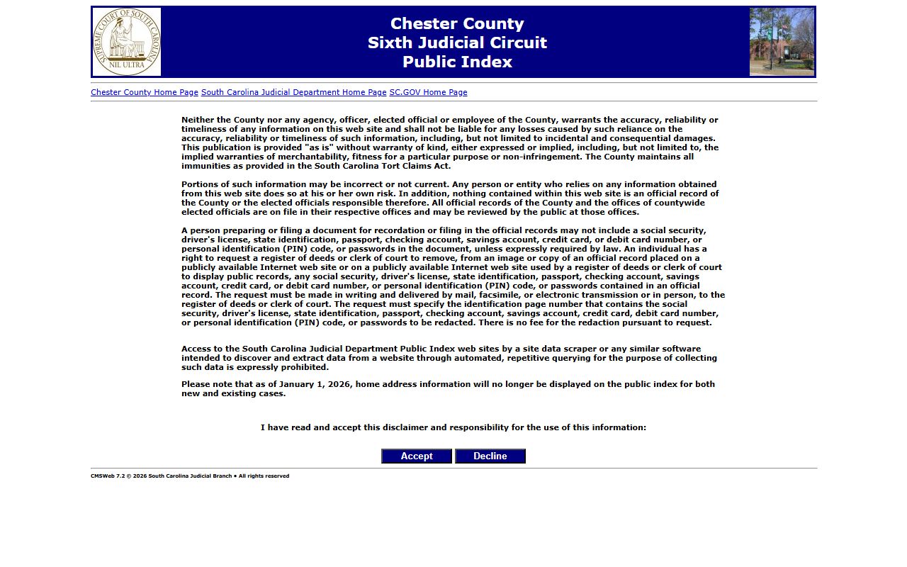 Chester County Public Index for recent arrests court records search