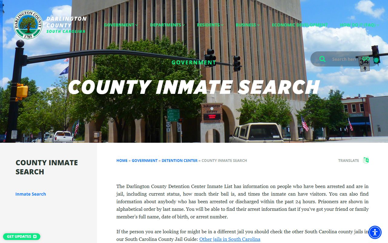 Darlington County inmate search tool for recent arrests