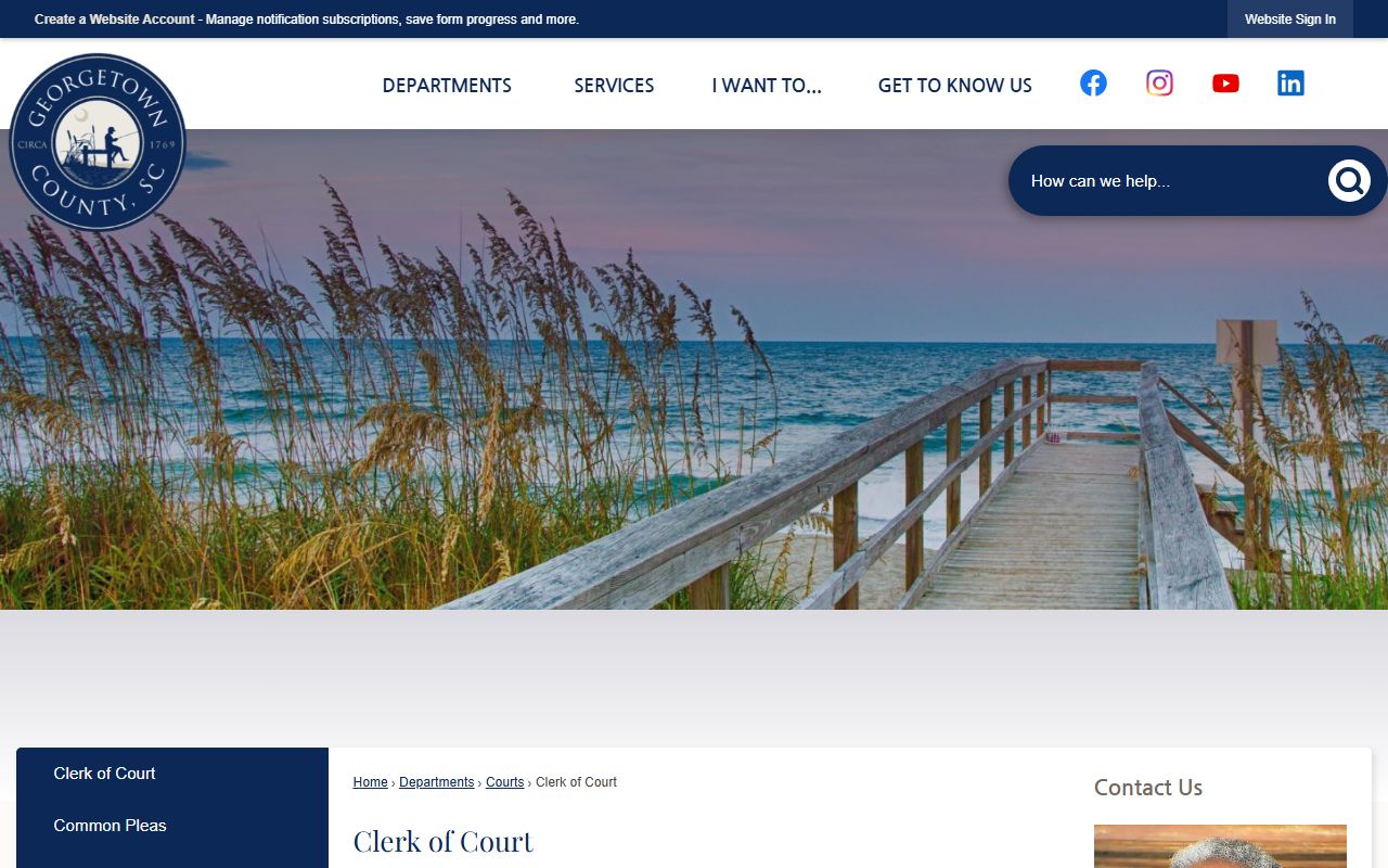 Georgetown County Clerk of Court for arrest case records