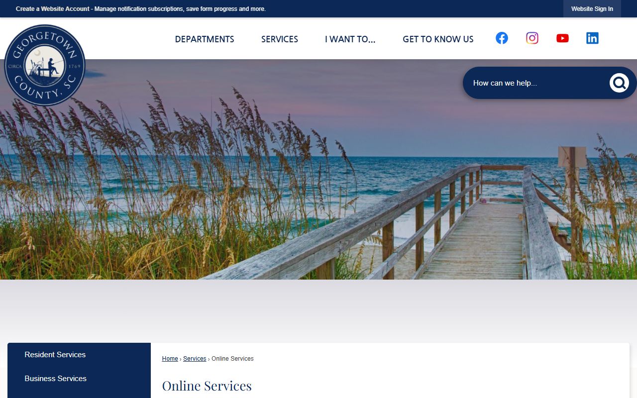 Georgetown County online services portal for public records access