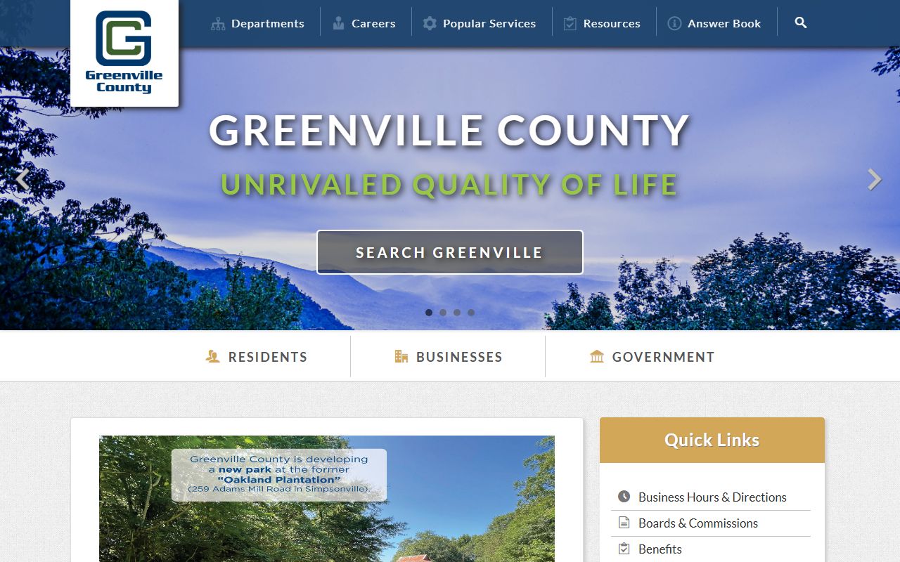 Greenville County government website for public records and services