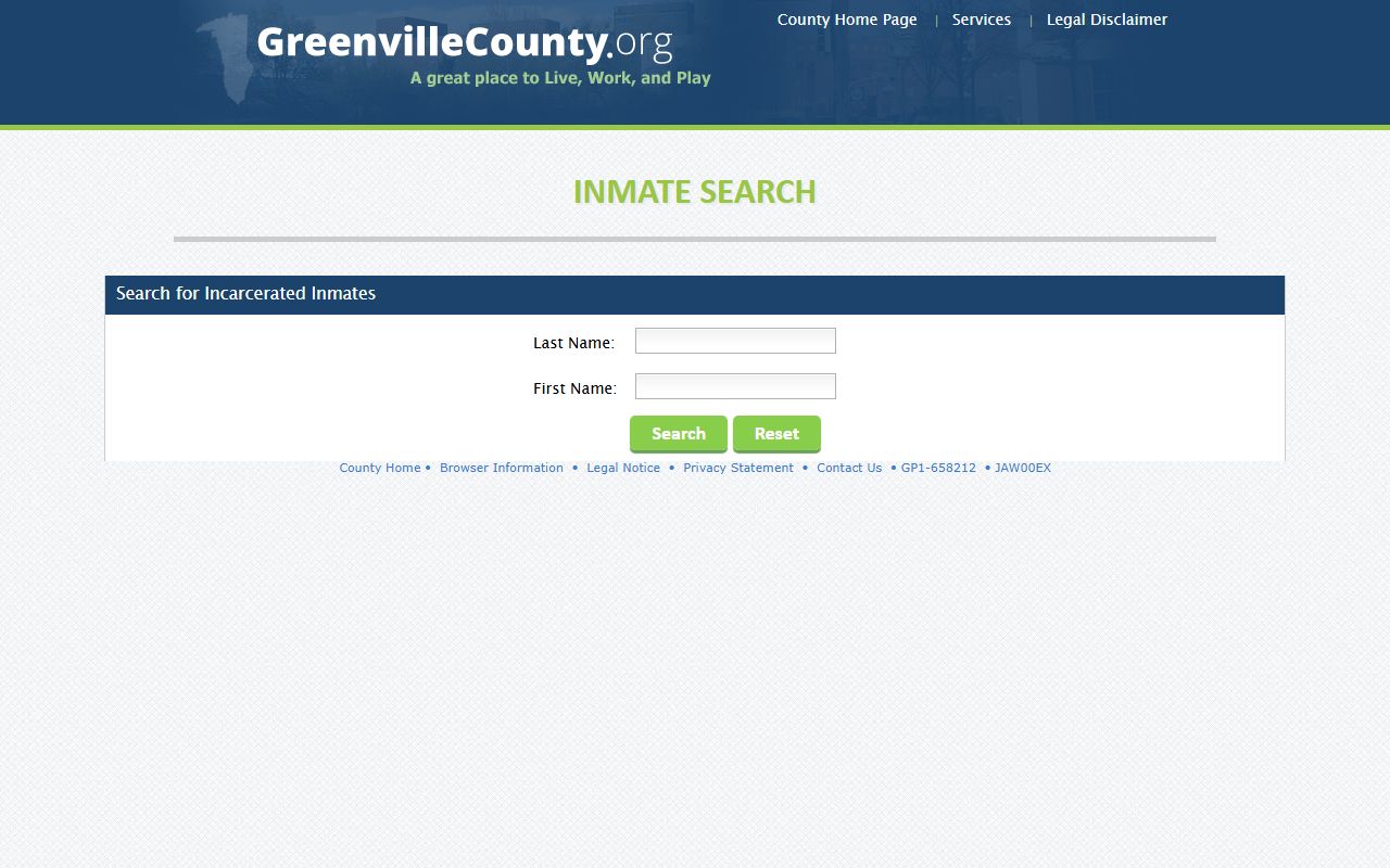 Greenville County inmate search portal for recent arrests and booking data