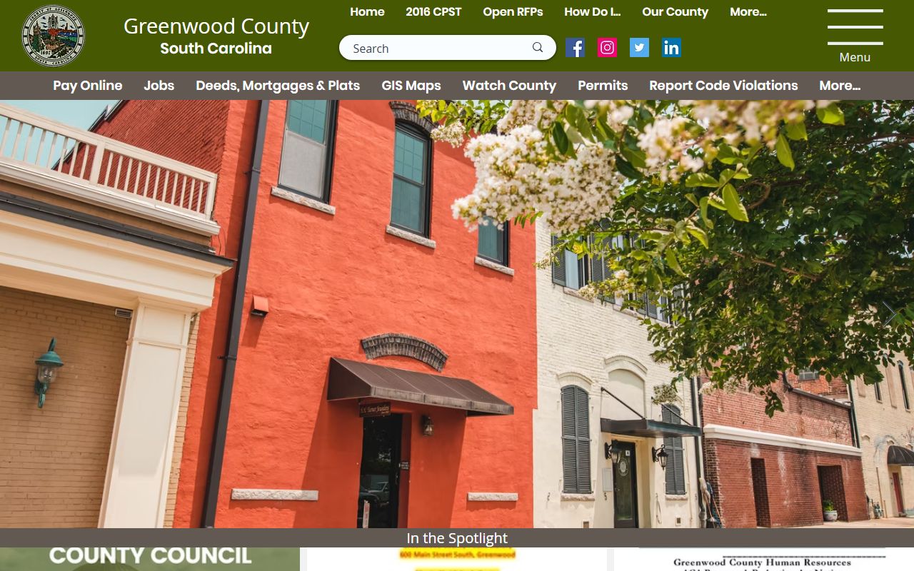 Greenwood County government website for public records and county services