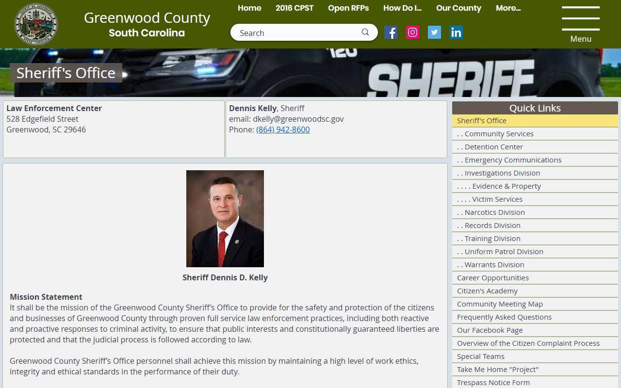 Greenwood County Sheriff's Office website for recent arrests information
