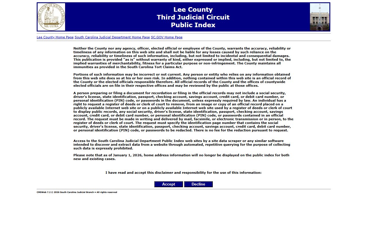 Lee County Public Index search for recent arrests court records
