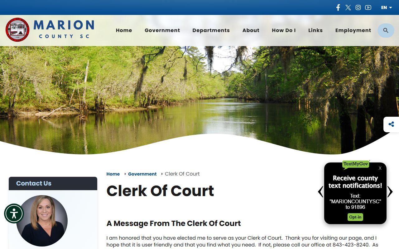 Marion County Clerk of Court office for arrest case records