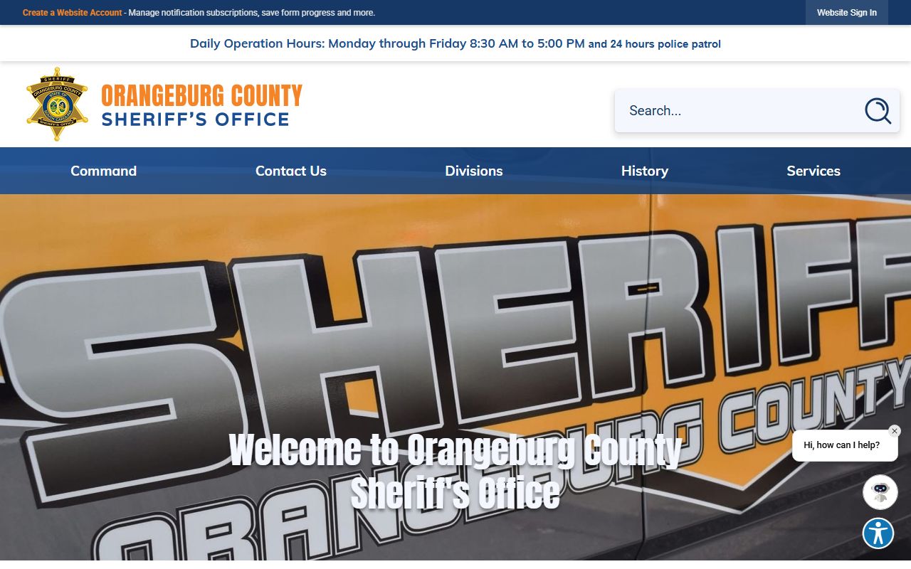 Orangeburg County Sheriff's Office page for recent arrests information
