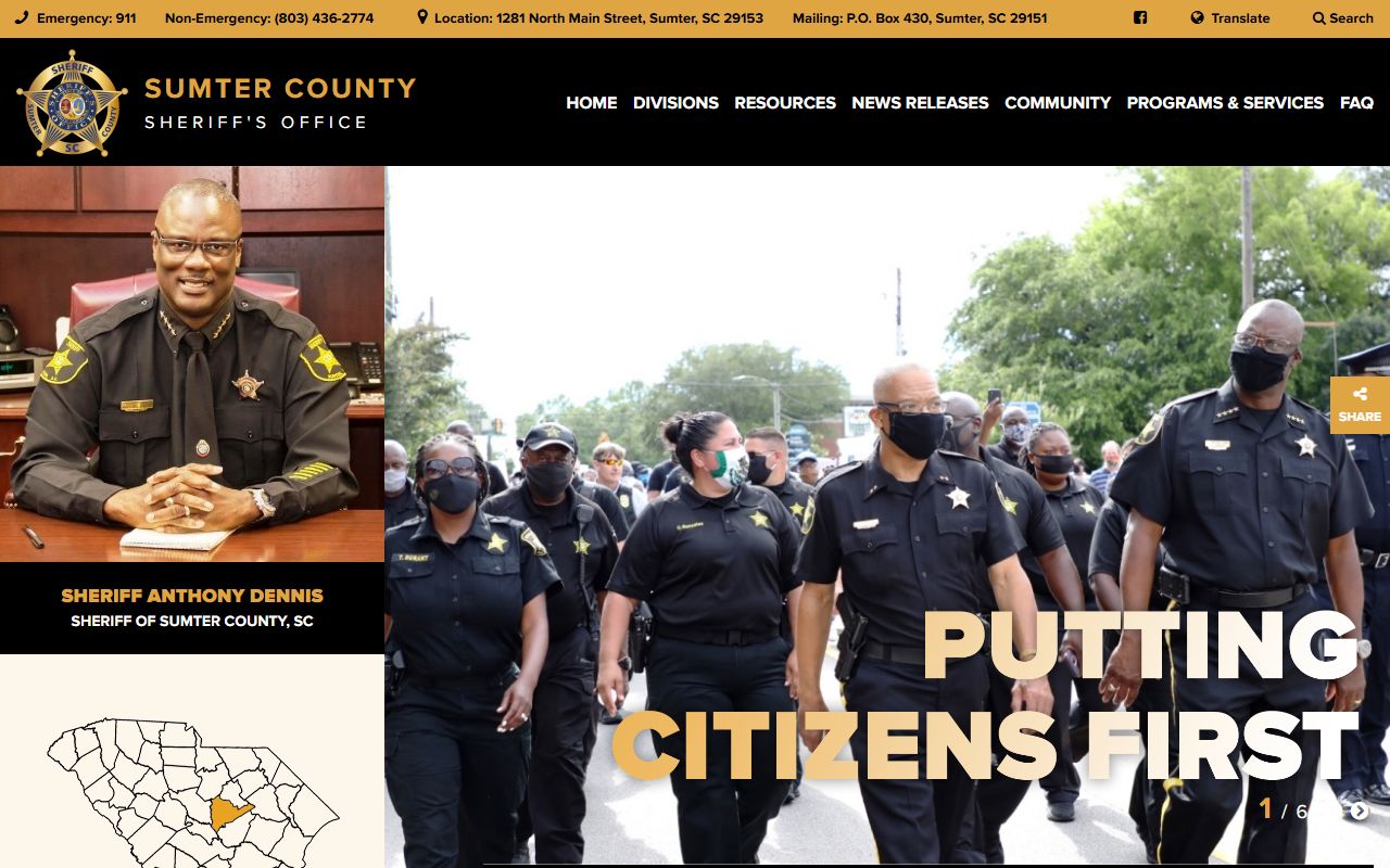 Sumter County Sheriff's Office website for Sumter County recent arrests