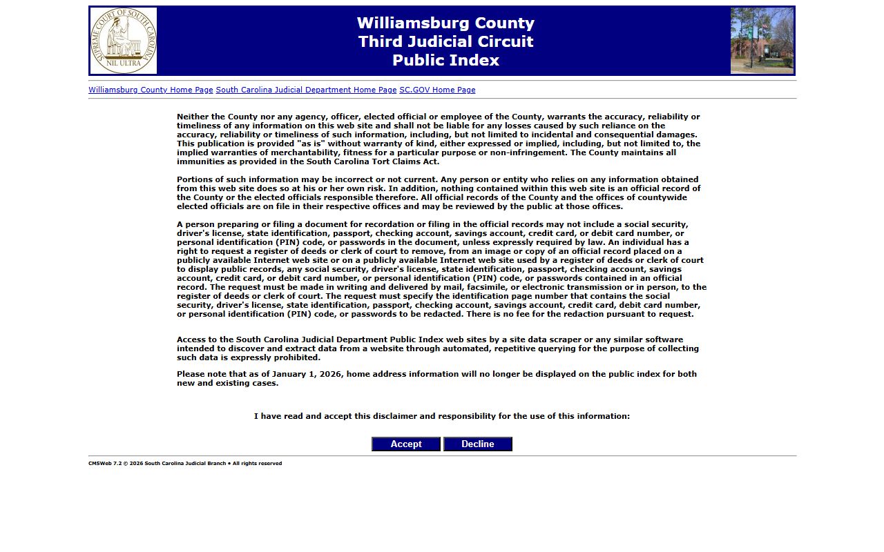 Williamsburg County Public Index for Williamsburg County recent arrests